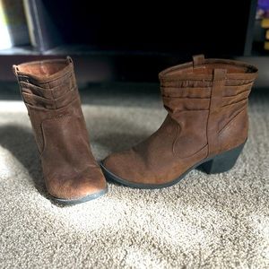Brown, Heeled, Ankle Boots.